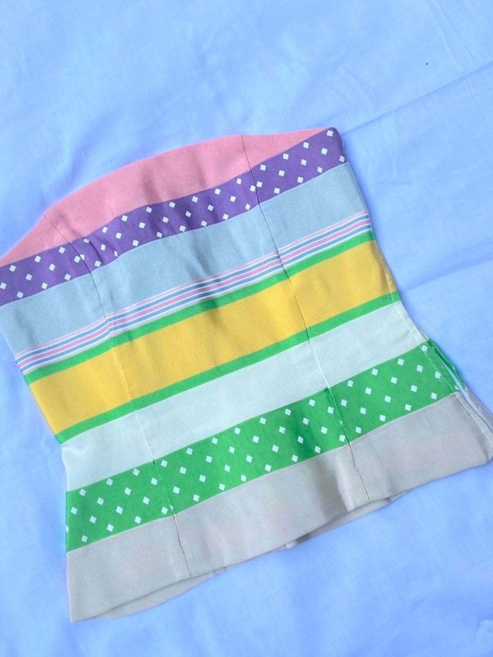 Striped Multicolor Bandeau Tank Top - Green, Yellow, Pink